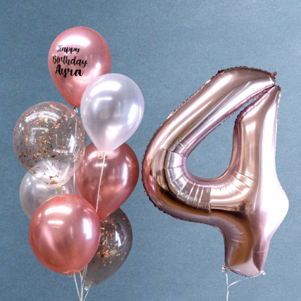 Personalised Rose Gold Helium Balloon Bouquet: Birthday Gifts