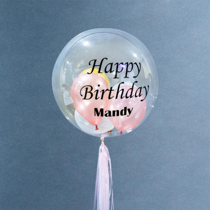 Personalised Rose Gold Helium Deco Bubble Balloon: Birthday Presents 