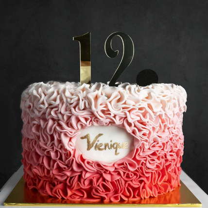 Pink Ombre Ruffle Cake: Designer Cakes 