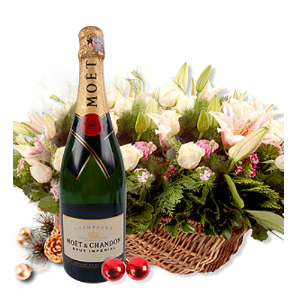 Steingarden Champagne with flowers for Christmas:  Gifts Delivery