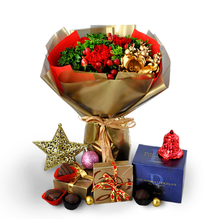 Castell Christmas Royce Macadamia Chocolate Gift: Christmas Flowers 