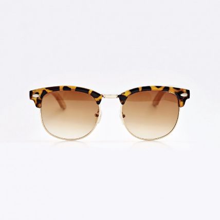 Personalised Clubmaster Brown Bamboo Sunglasses