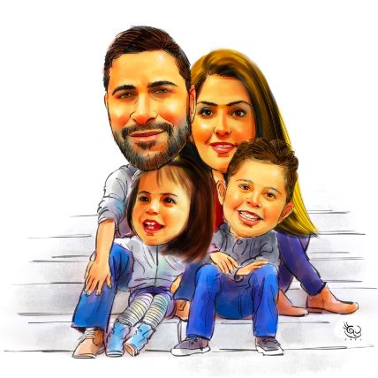 Personalised Family Caricature A3