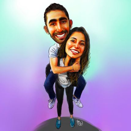 Personalised Lovely Couple Caricature A4
