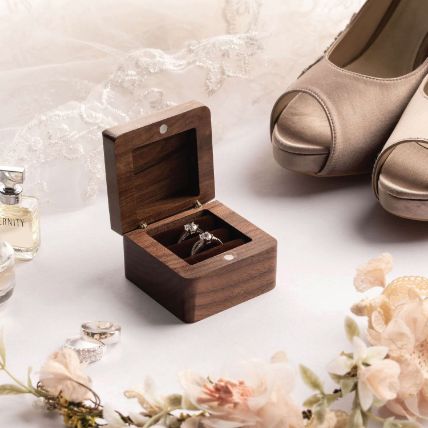 Personalised Luxury Wooden Ring Box For 2 Rings