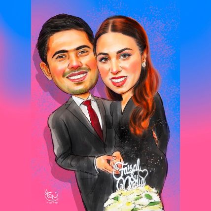 Personalised Professional Couple Caricature A4