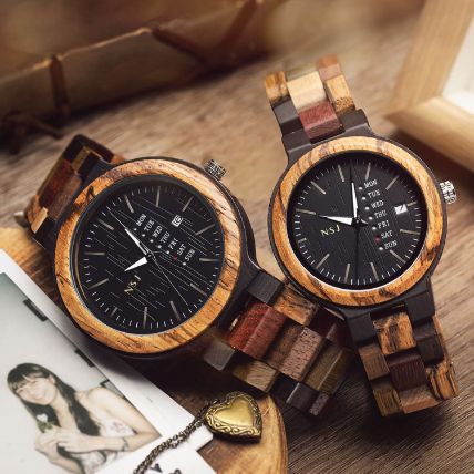 Premium Personalised Wooden Watch Combo For Her