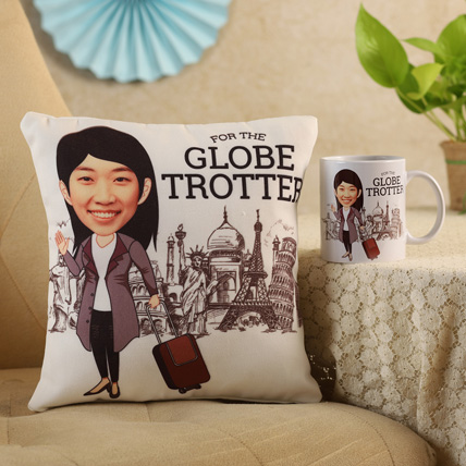 Globe Totter Personalised Cushion and Mugs