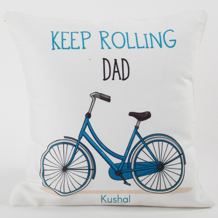 Keep Rolling Dad Personalised Cushion
