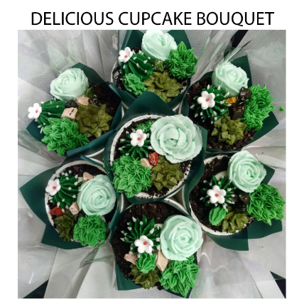 Succulent Chocolate And Vanilla Cupcakes Bouquet