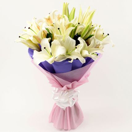 Lovely White Oriental Lilies Bouquet