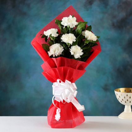 Soothing Charm White Carnations Bunch