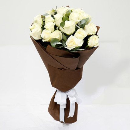 Enchanting 20 White Roses Bouquet