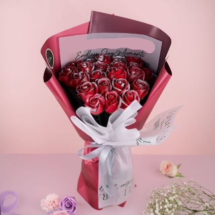 Lovely Scented Red Roses Soap Flowers Bouquet