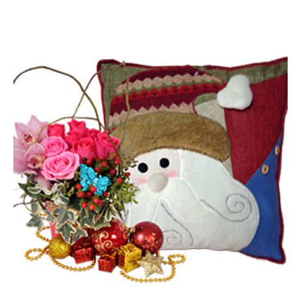 Christmas Santa Pillow Gift and Flower