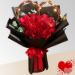 Red Rose With Black Packaging Bunch