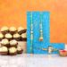 Bal Hanuman And Green Pearl Lumba Rakhi Set With 16 Ferrero Rocher