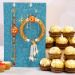 Orange Pearl And Lumba Rakhi Set With 16 Pcs Ferrero Rocher