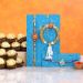 Orange Pearl Rakhi Set And Bal Krishna Rakhi With 16 Pcs Ferrero Rocher