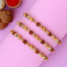 3 Pearl Studded Rakhis And Cashew With Soan Papdi
