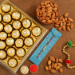 Golden Pearl Rakhi And Almonds With 16 Pcs Ferrero Rocher