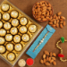 White Pearl Rakhi And Almonds With 16 Pcs Ferrero Rocher