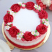 Lovely Red Roses Around Chocolate Cake Half Kg