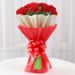 12 Red Carnations Bunch In Red White Paper