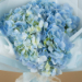 Beautifully Tied Blue Hydrangea Bouquet